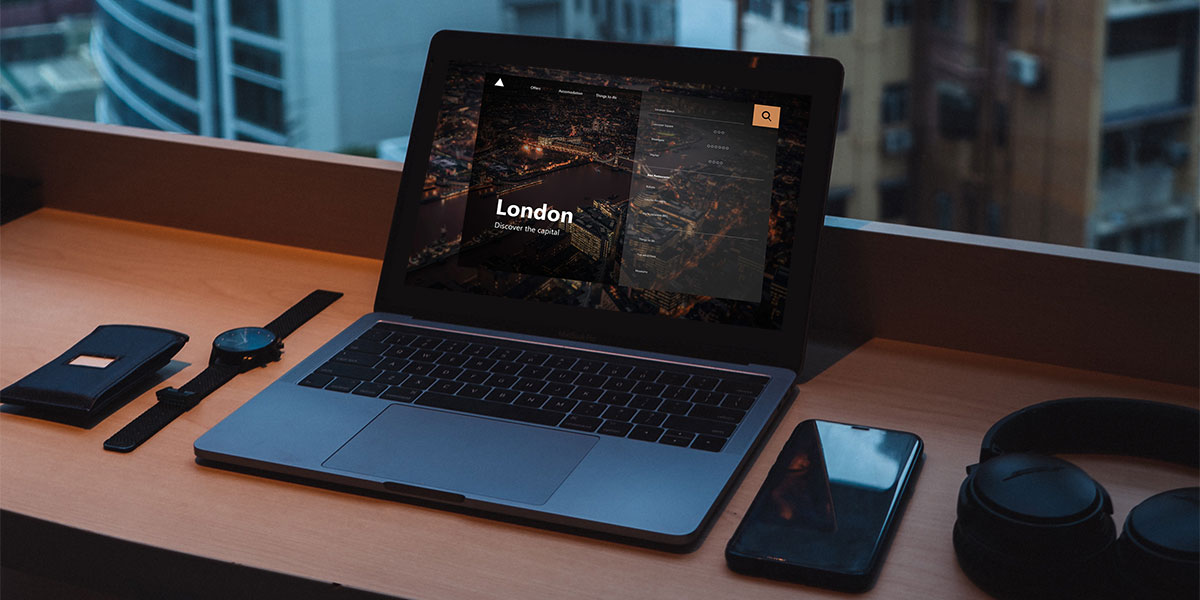London website concept design on laptop screen